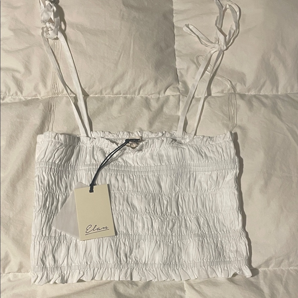 Elan White Smocked Crop Top